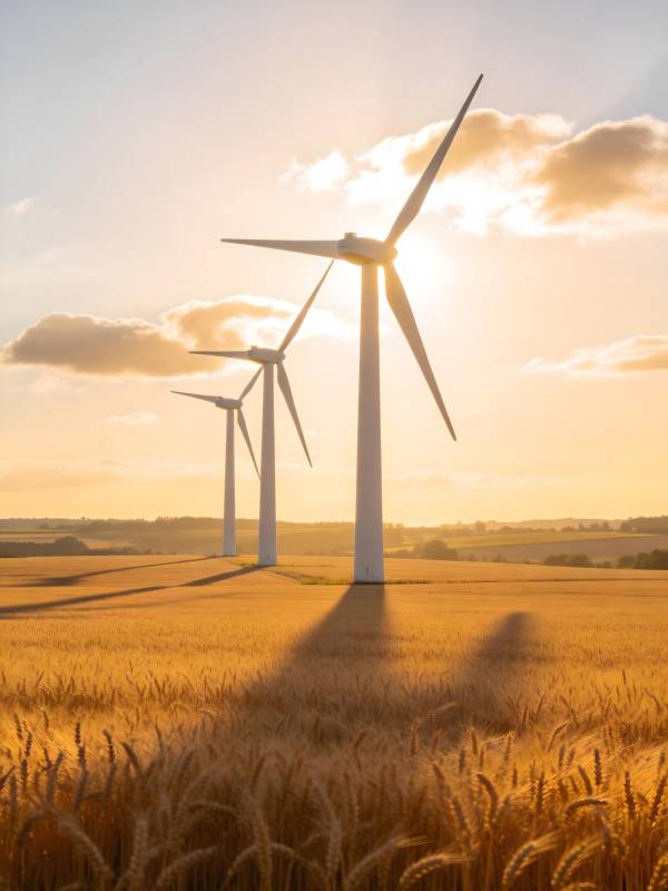 风车麦田夕阳图片