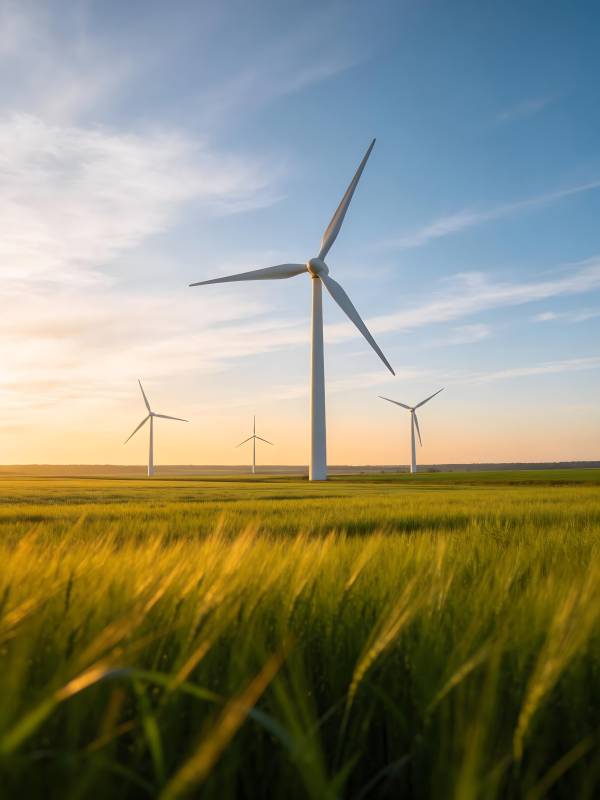 风车田野日落图片