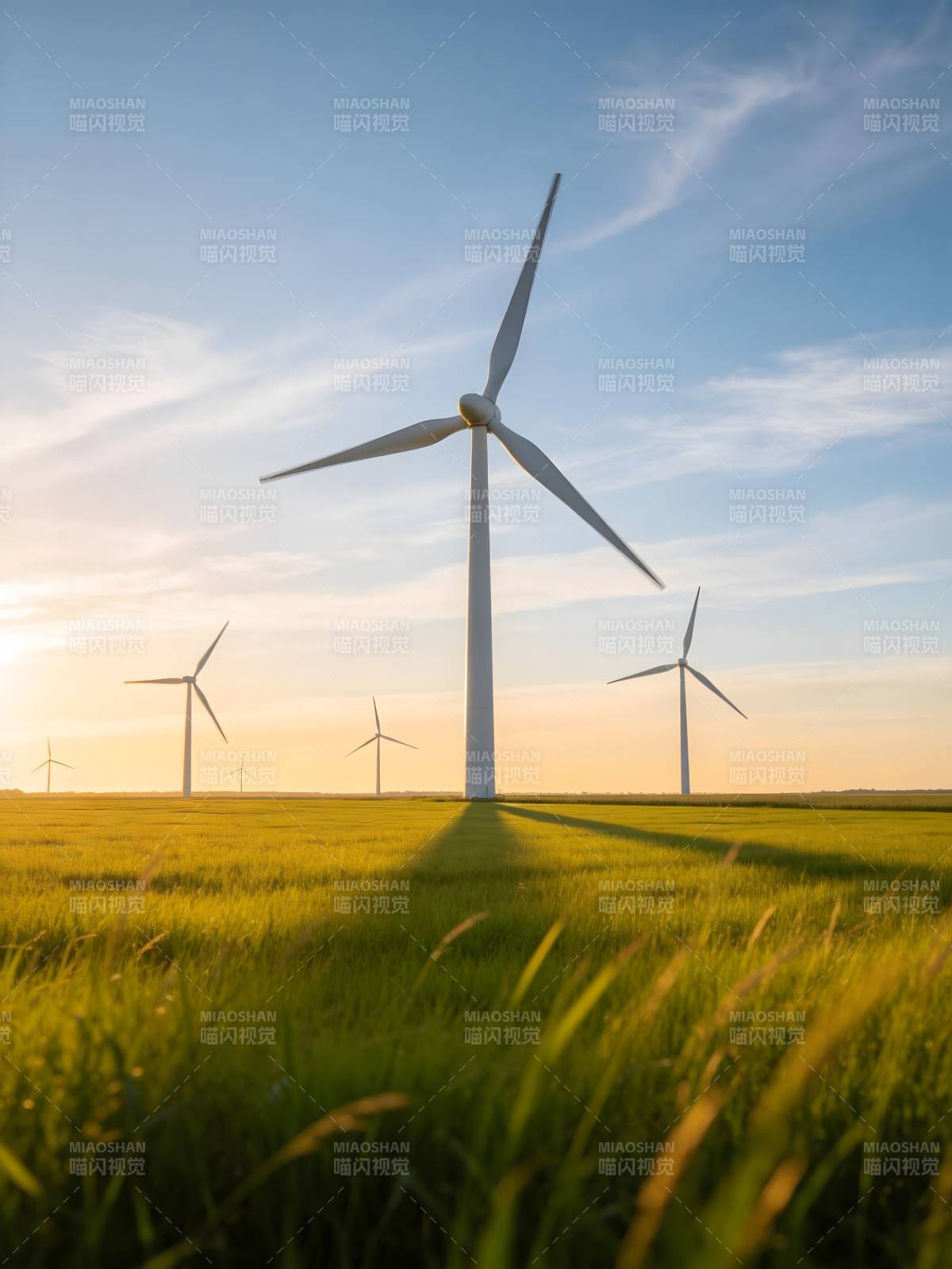 风车田野日落图片
