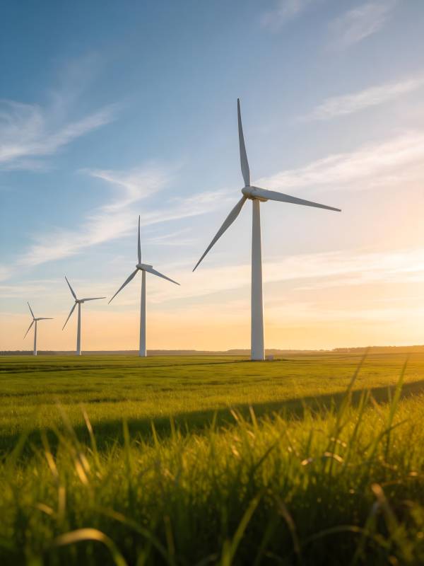 风车田野日落图片