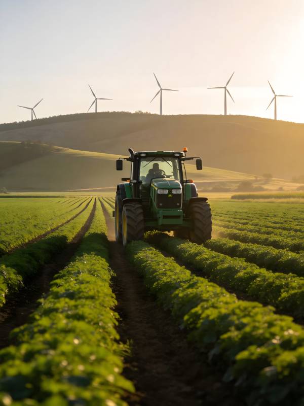 田园风光 风车与拖拉机图片