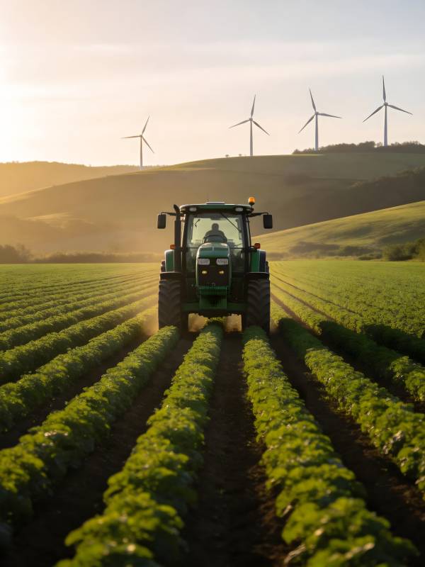 田园风光 风车与拖拉机图片