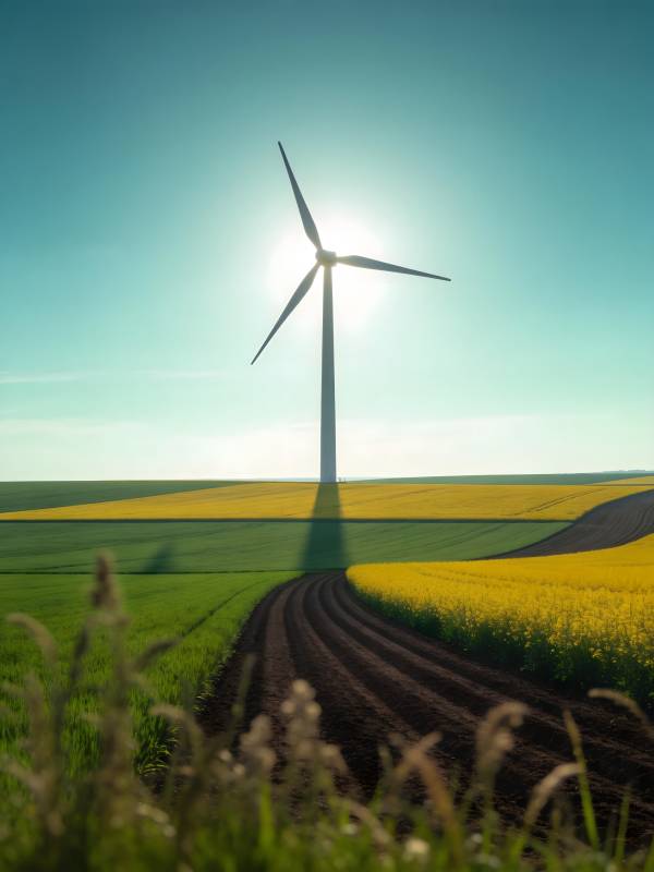 风车与花田图片