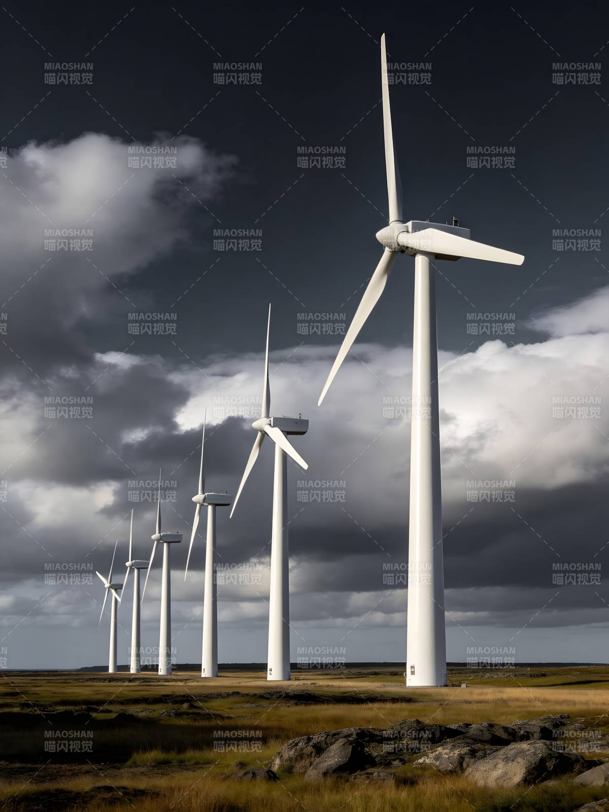 风车列阵 云天之下图片