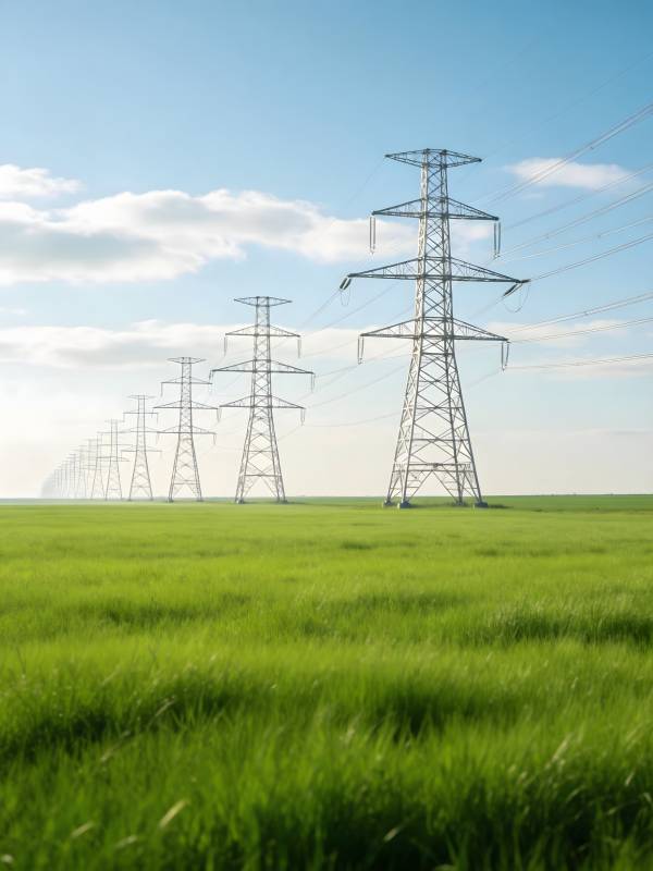 绿野上的电力塔图片