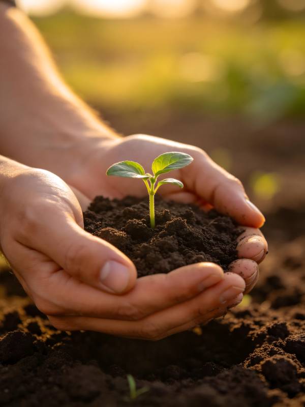 双手捧绿苗图片