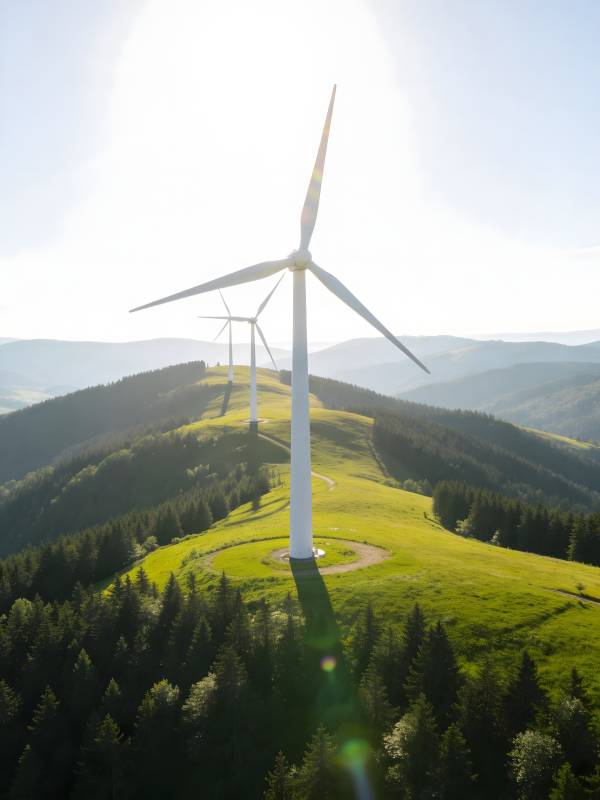 风车山景 绿意盎然图片