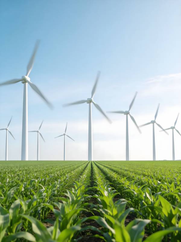 风车绿野 蓝天共舞图片
