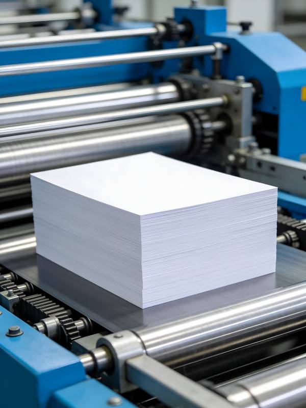 印刷机上的纸张堆图片