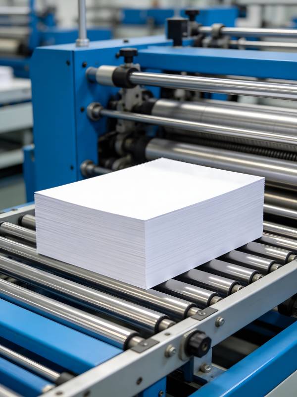 印刷机上的纸张堆图片