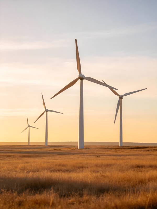 风车在夕阳下旋转图片