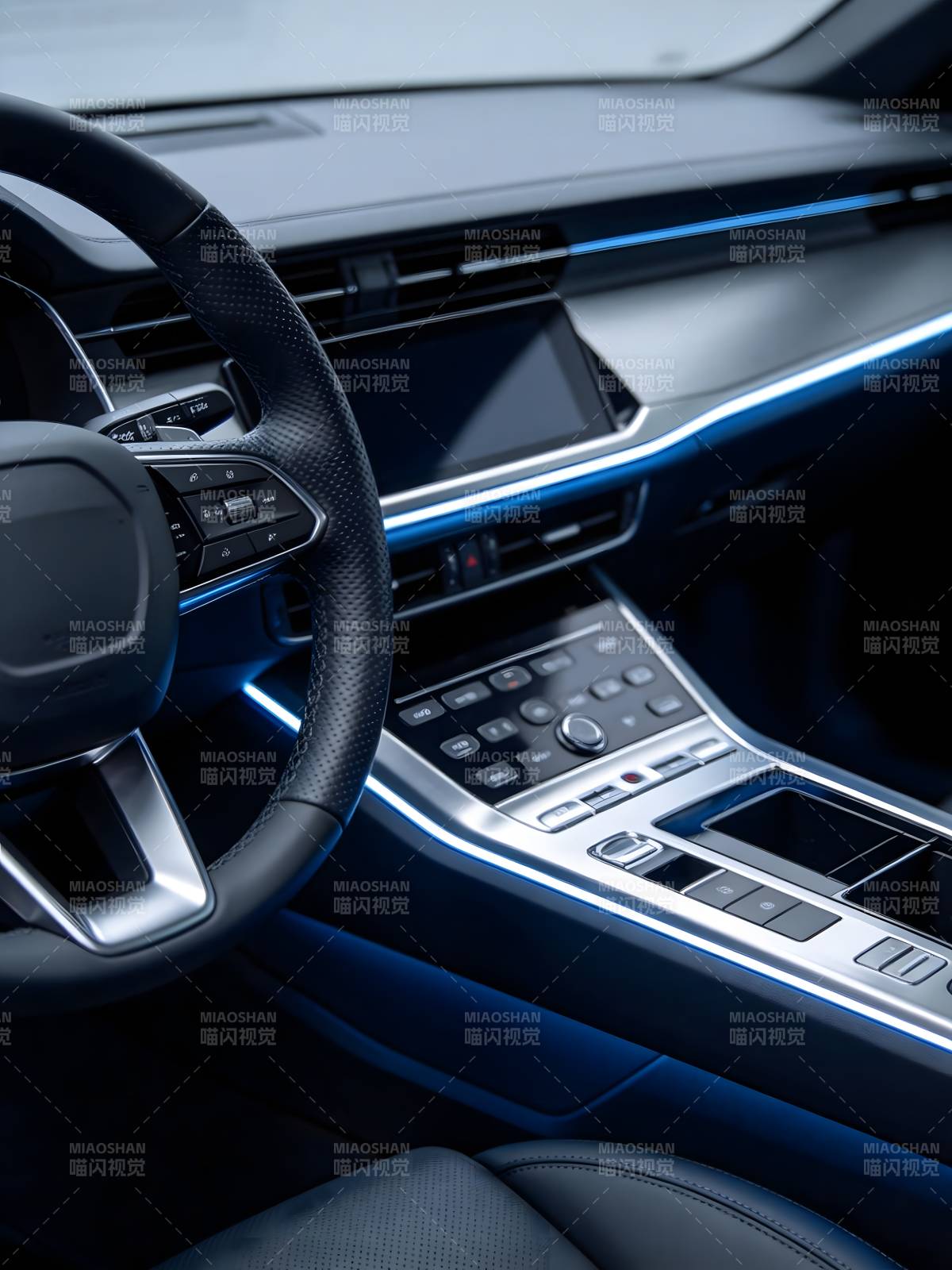 豪华汽车内饰特写图片