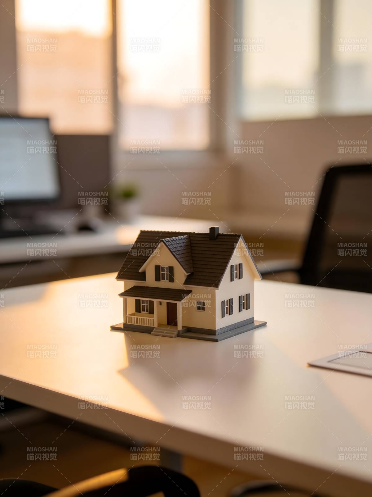 模型屋置于办公桌图片