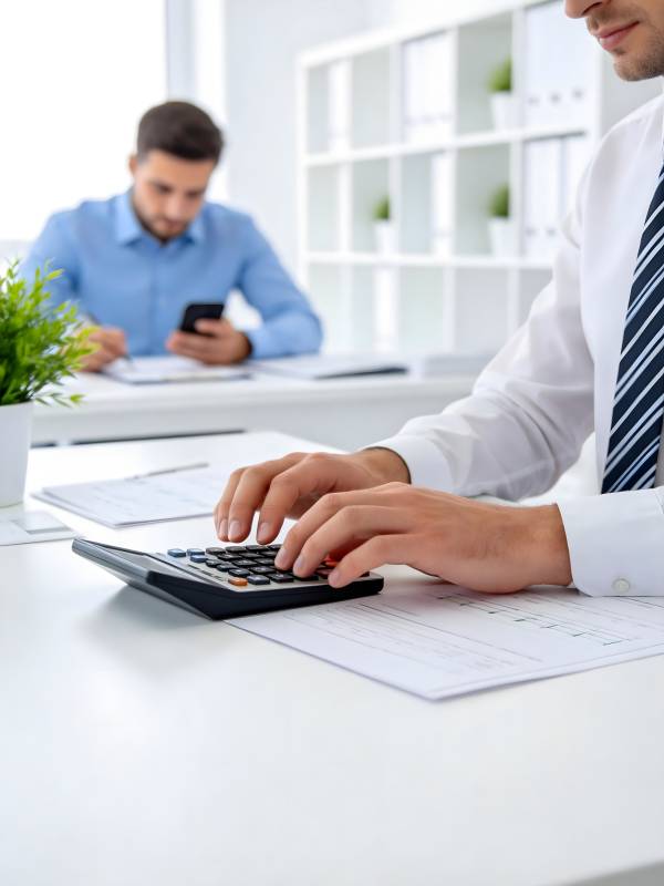 办公桌前算账图片