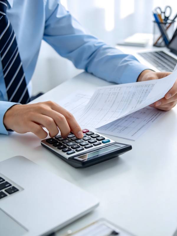 办公桌前算账图片