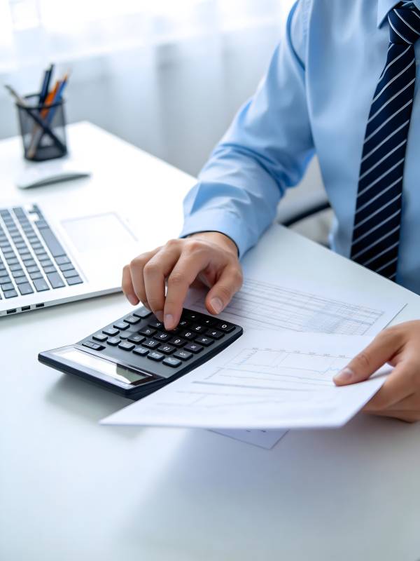 办公桌前算账图片