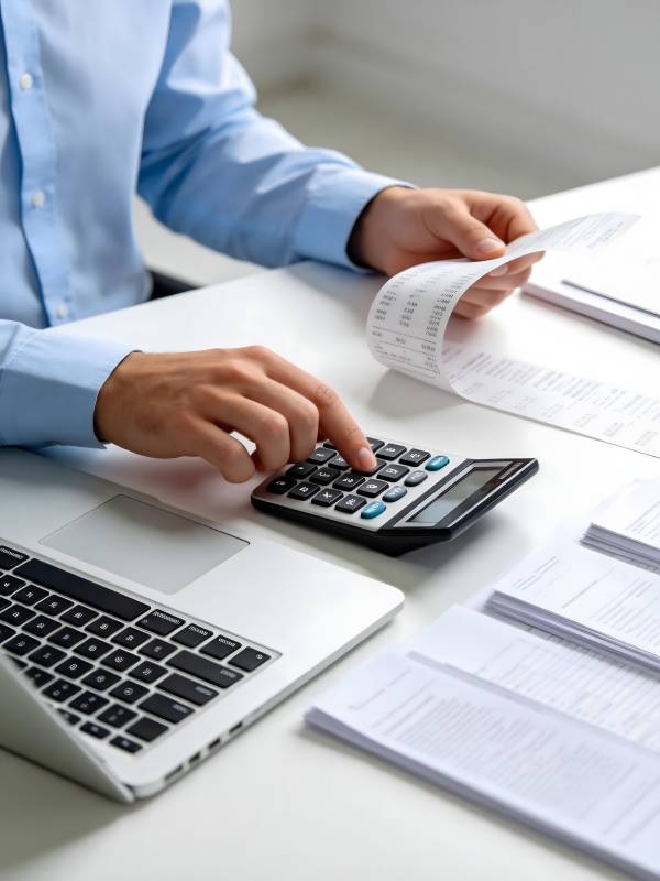 办公桌前算账图片