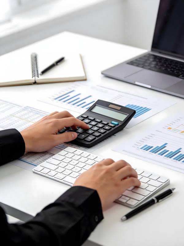办公桌上的财务计算图片