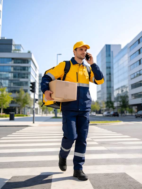 快递员过马路图片