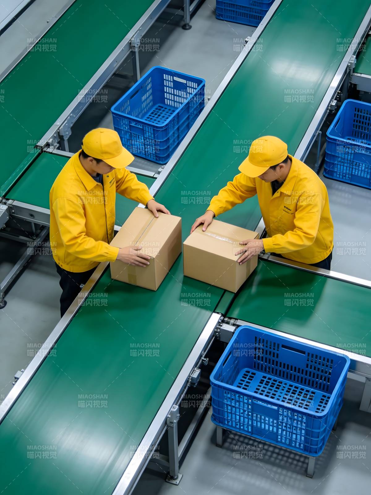 工人分拣包裹图片