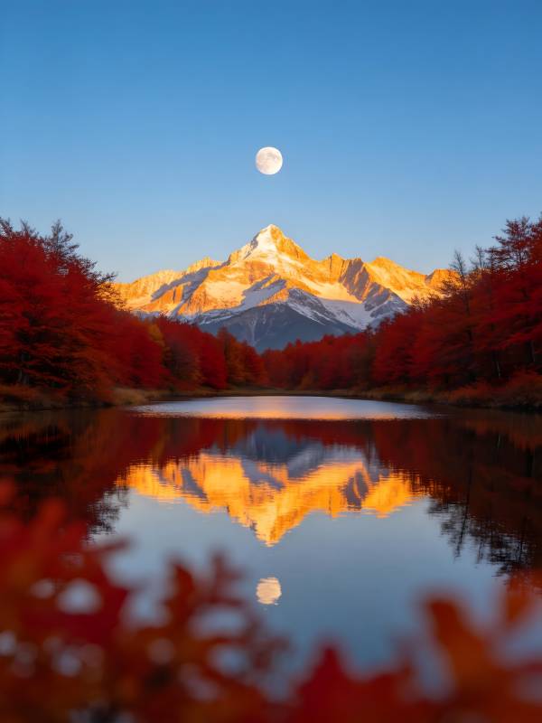 秋山月影湖光图片