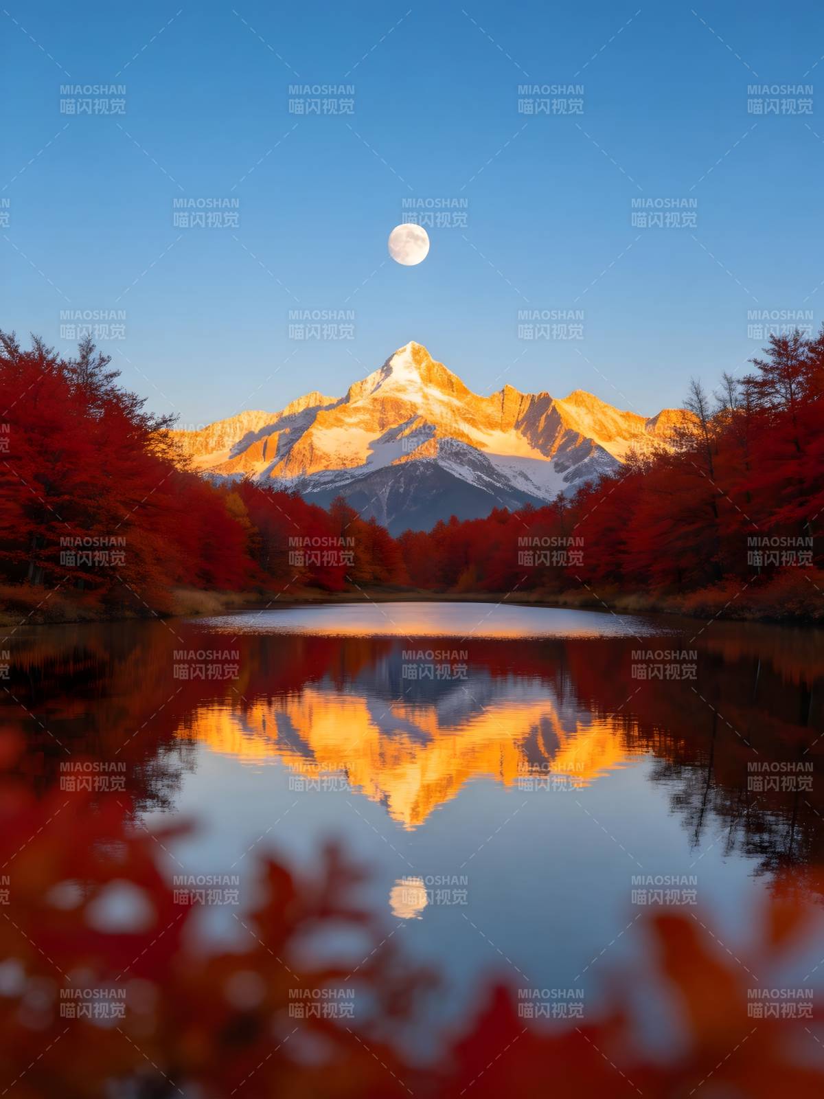 秋山月影湖光图片