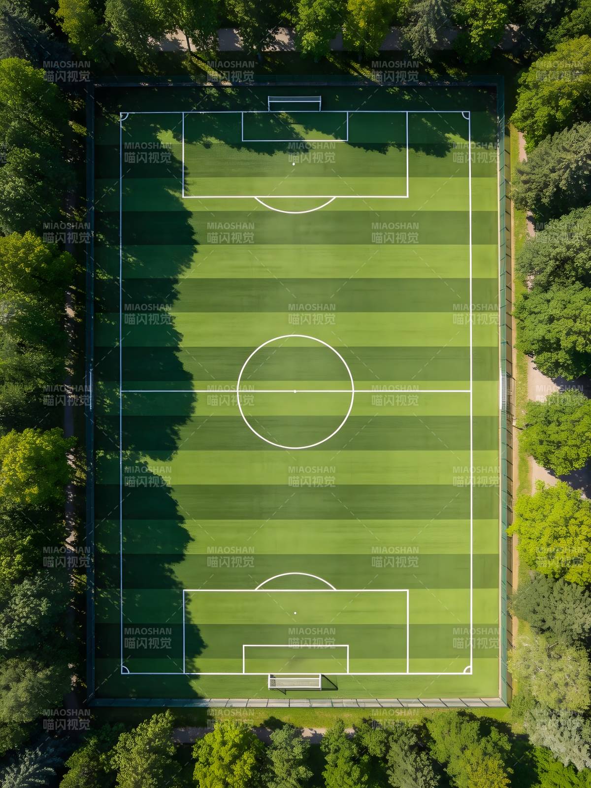 俯瞰绿茵足球场图片