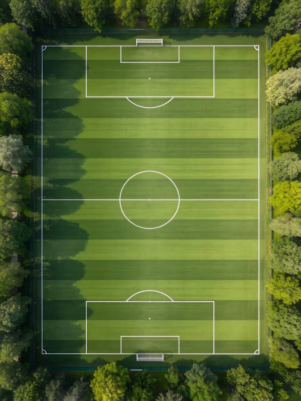 俯瞰绿茵足球场图片