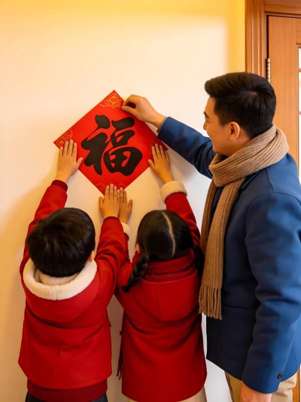 贴福迎新春图片