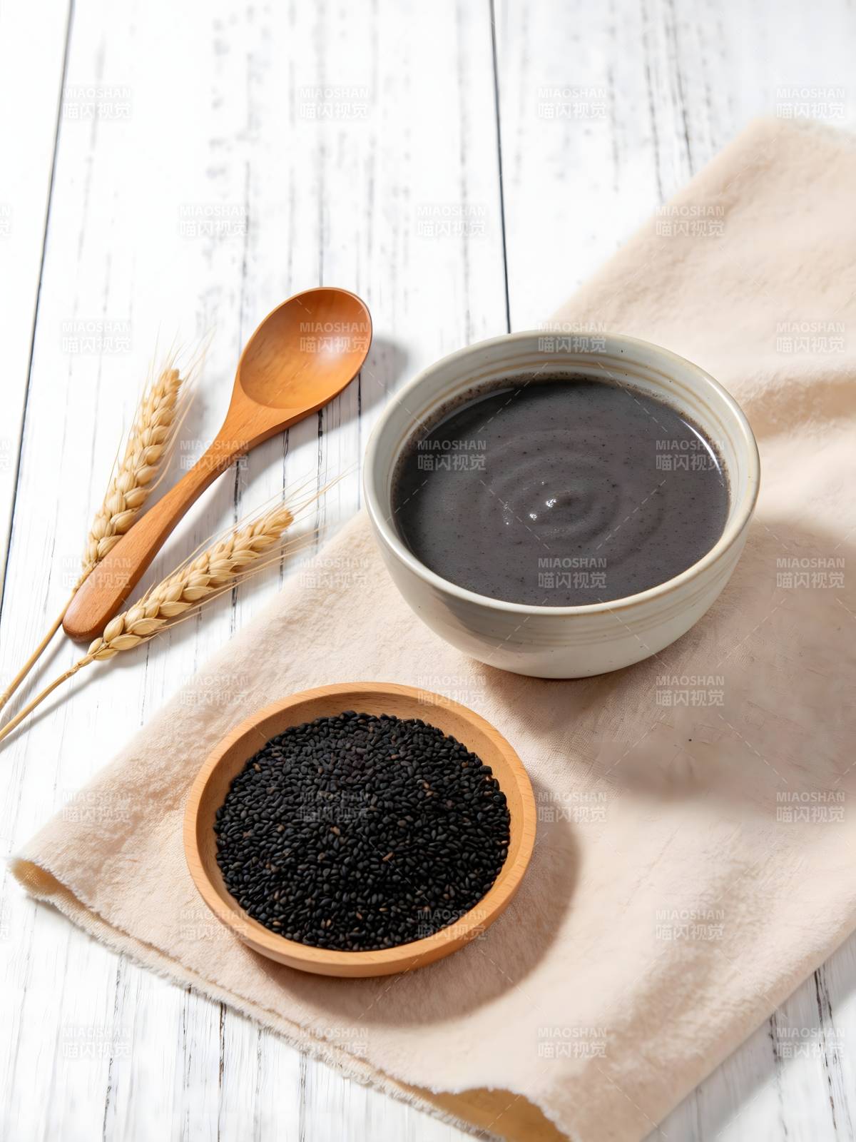 黑芝麻糊与原料图片