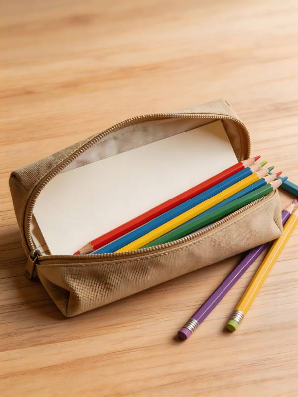 彩色铅笔与文具袋图片