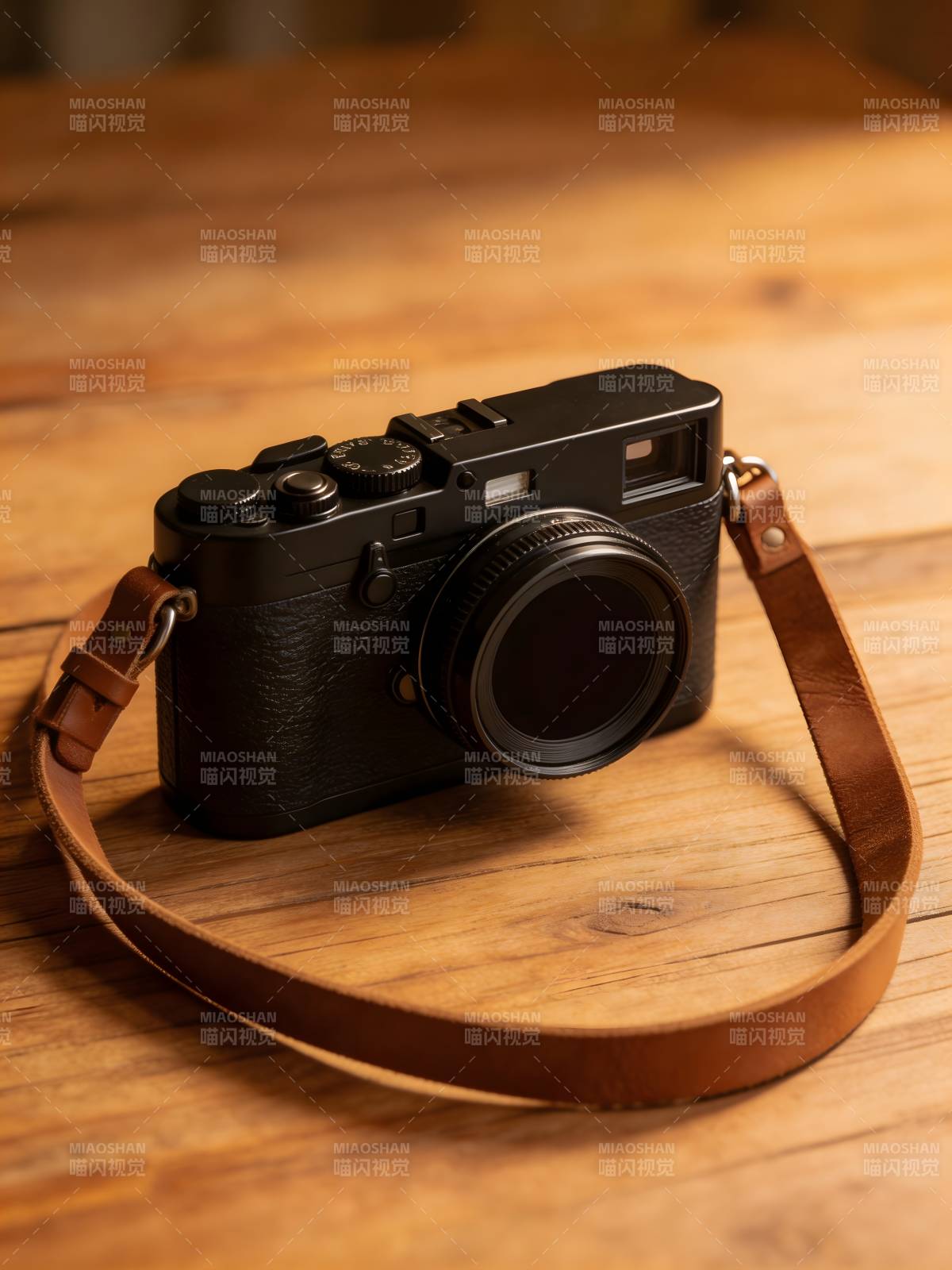 复古相机静置木桌图片