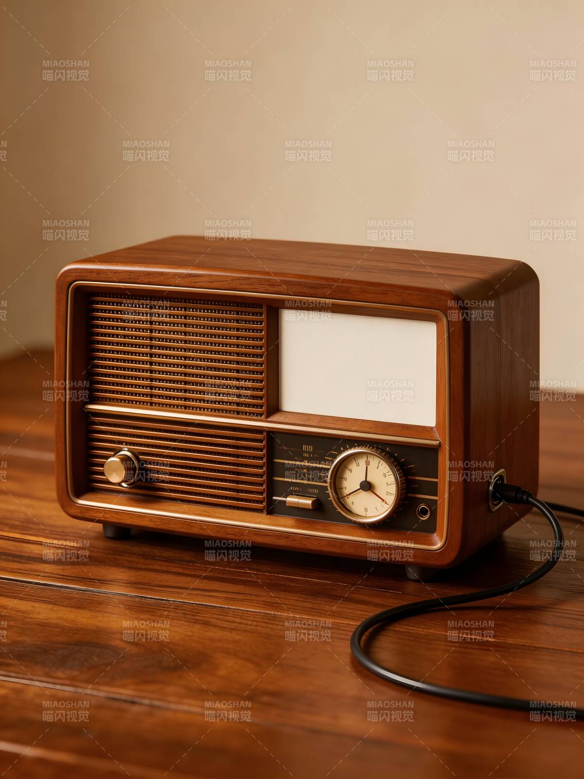 复古木纹收音机图片