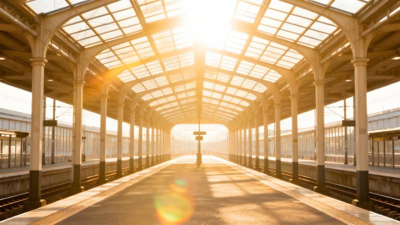 阳光洒满站台图片