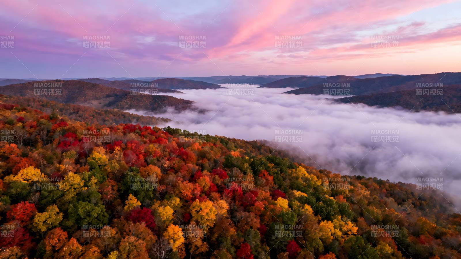 秋山云海晨曦图片