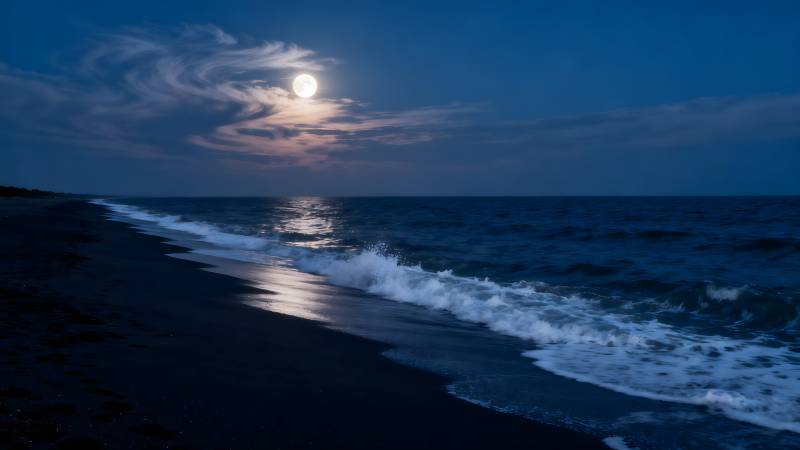 月光下的海岸线图片