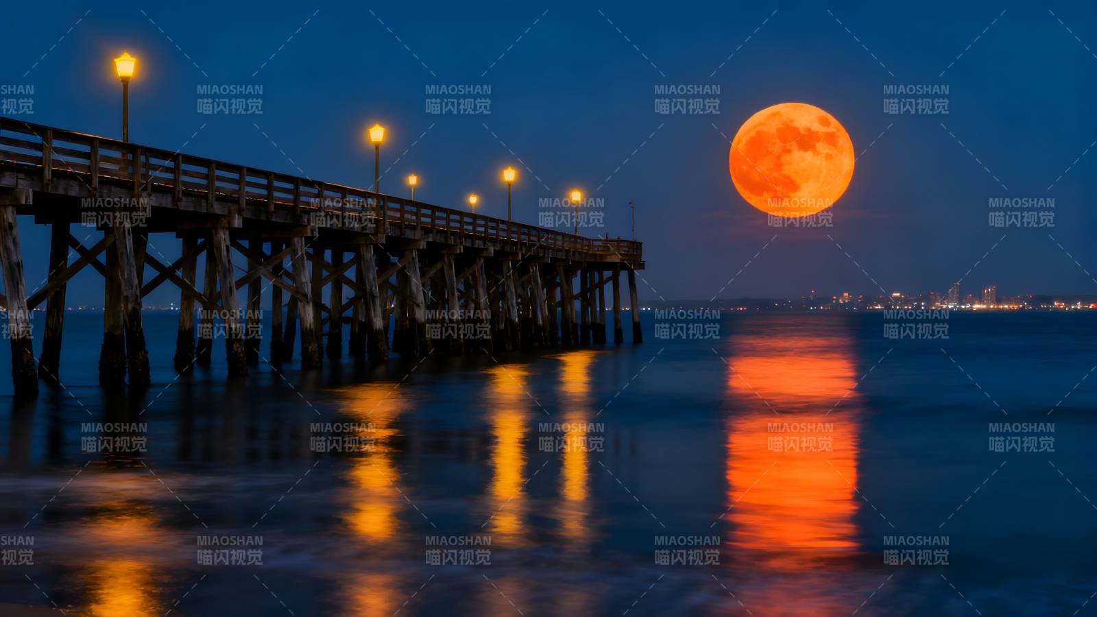 月升码头夜景图片