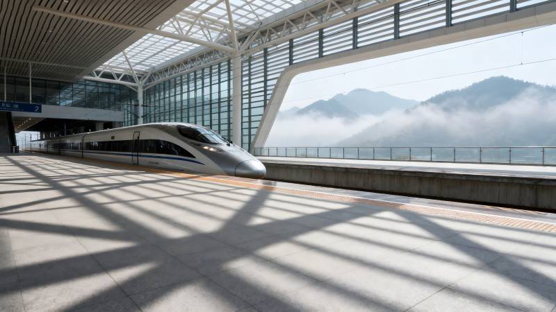 高铁站台静候列车图片