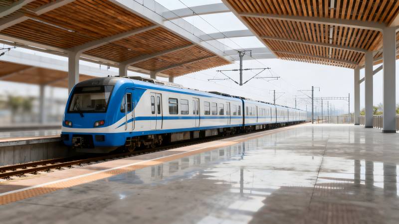 现代车站列车停靠图片