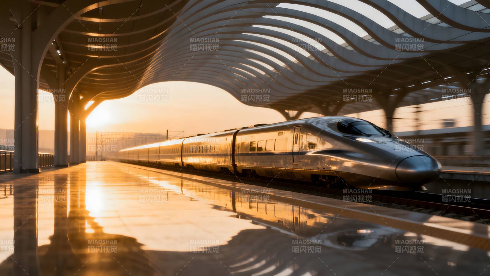 高铁驶入站台图片