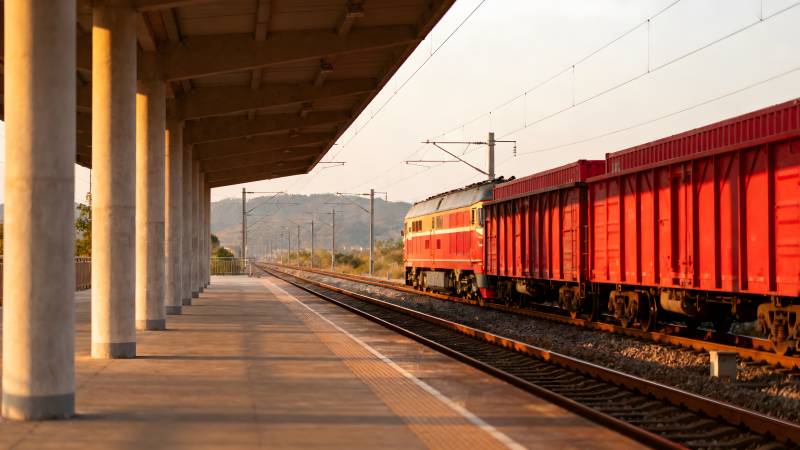 红火车进站图片