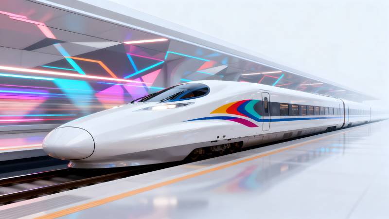 高速列车疾驰而过图片