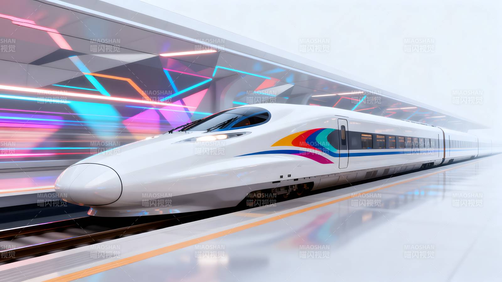 高速列车疾驰而过图片