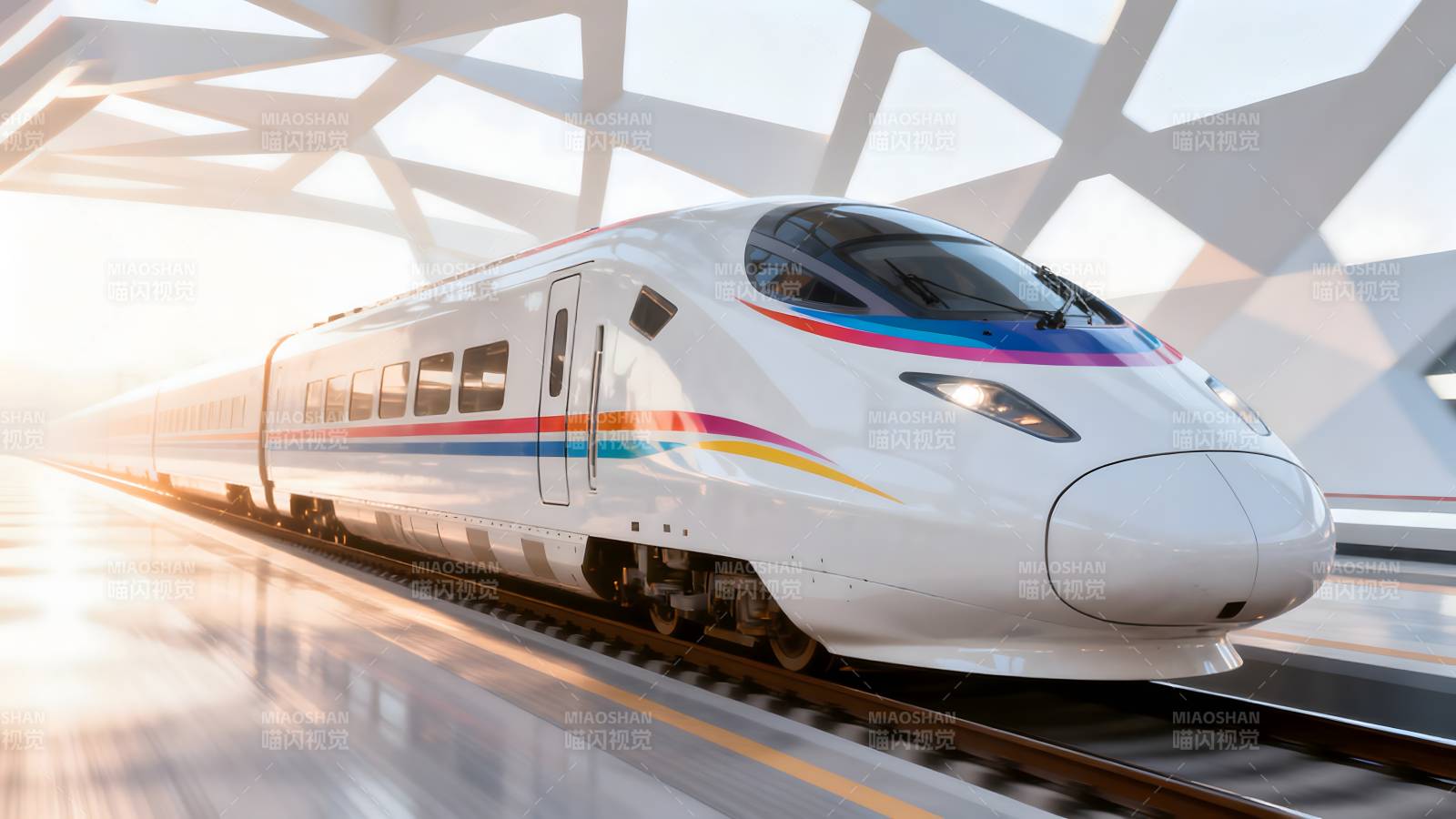 高速列车疾驰而过图片