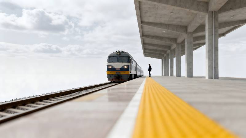 高铁进站 人影孤寂图片