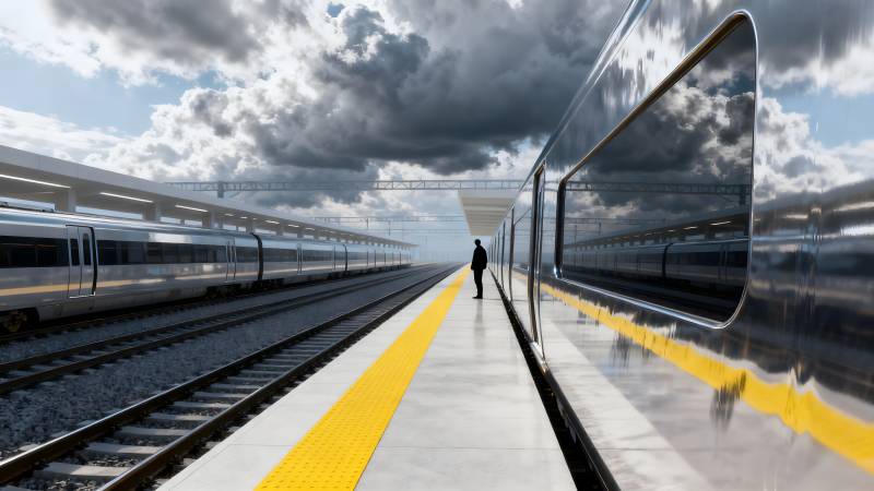 站台上的孤独身影图片