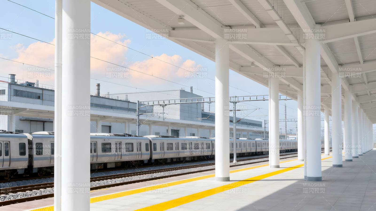 现代火车站台景象图片