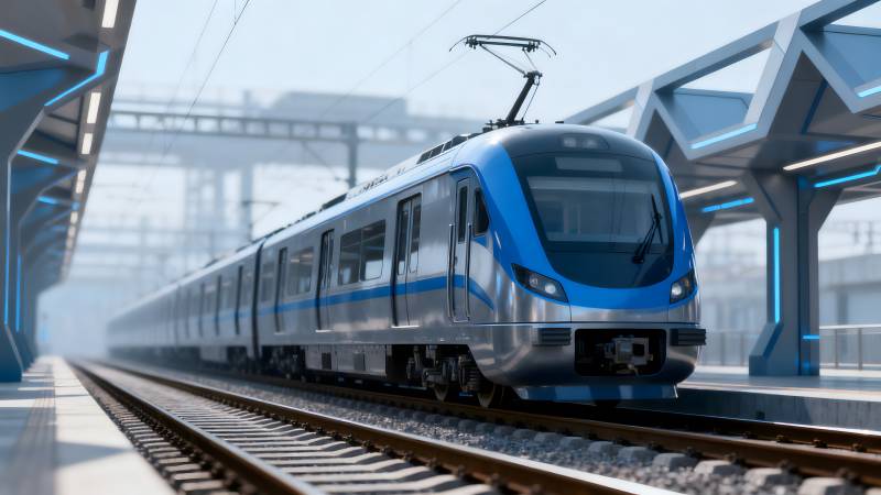 现代地铁列车进站图片