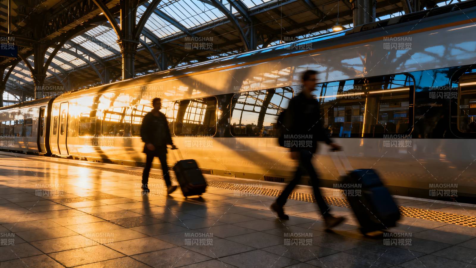 车站黄昏行旅图片