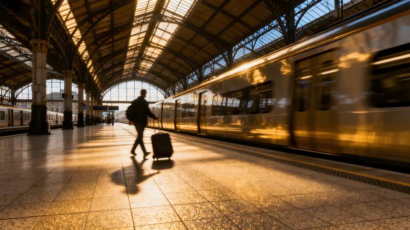 站台光影行旅图片